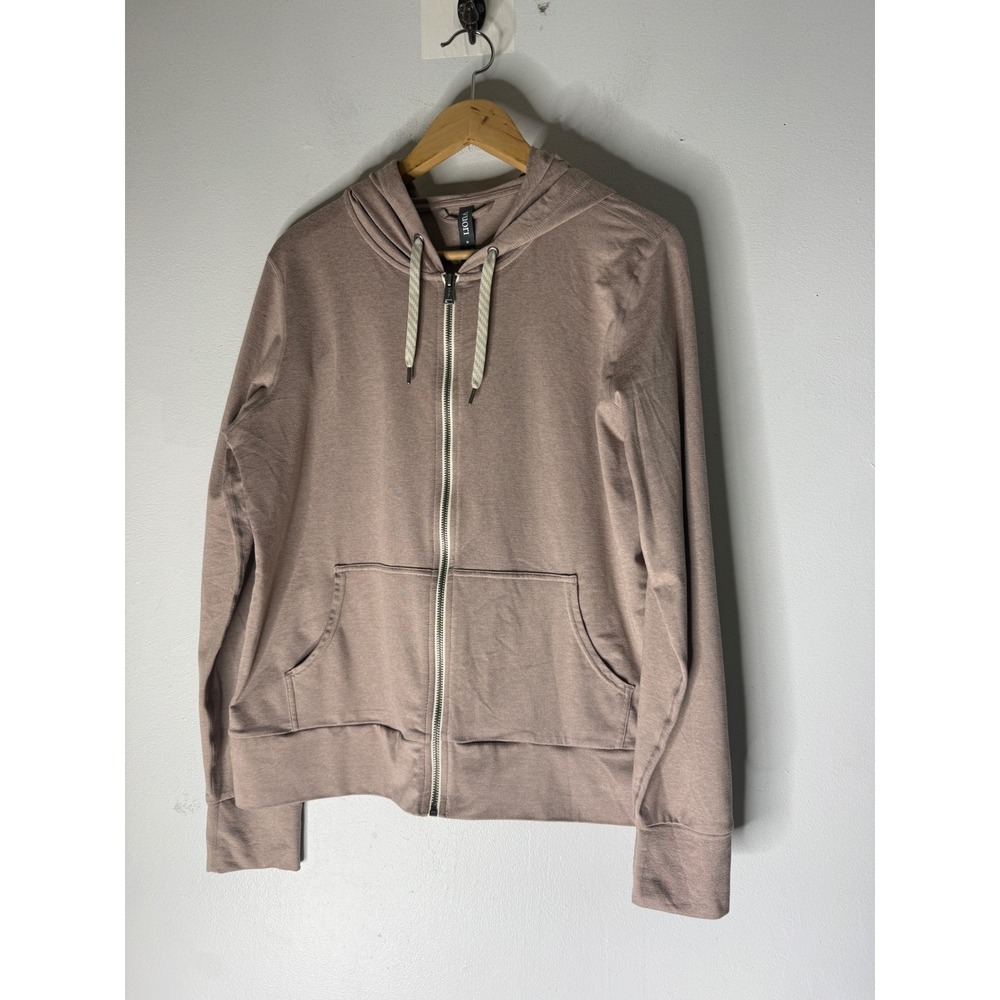 Vuori Halo Essential Full Zip Hoodie Mauve Heather DreamKnit Women Medium